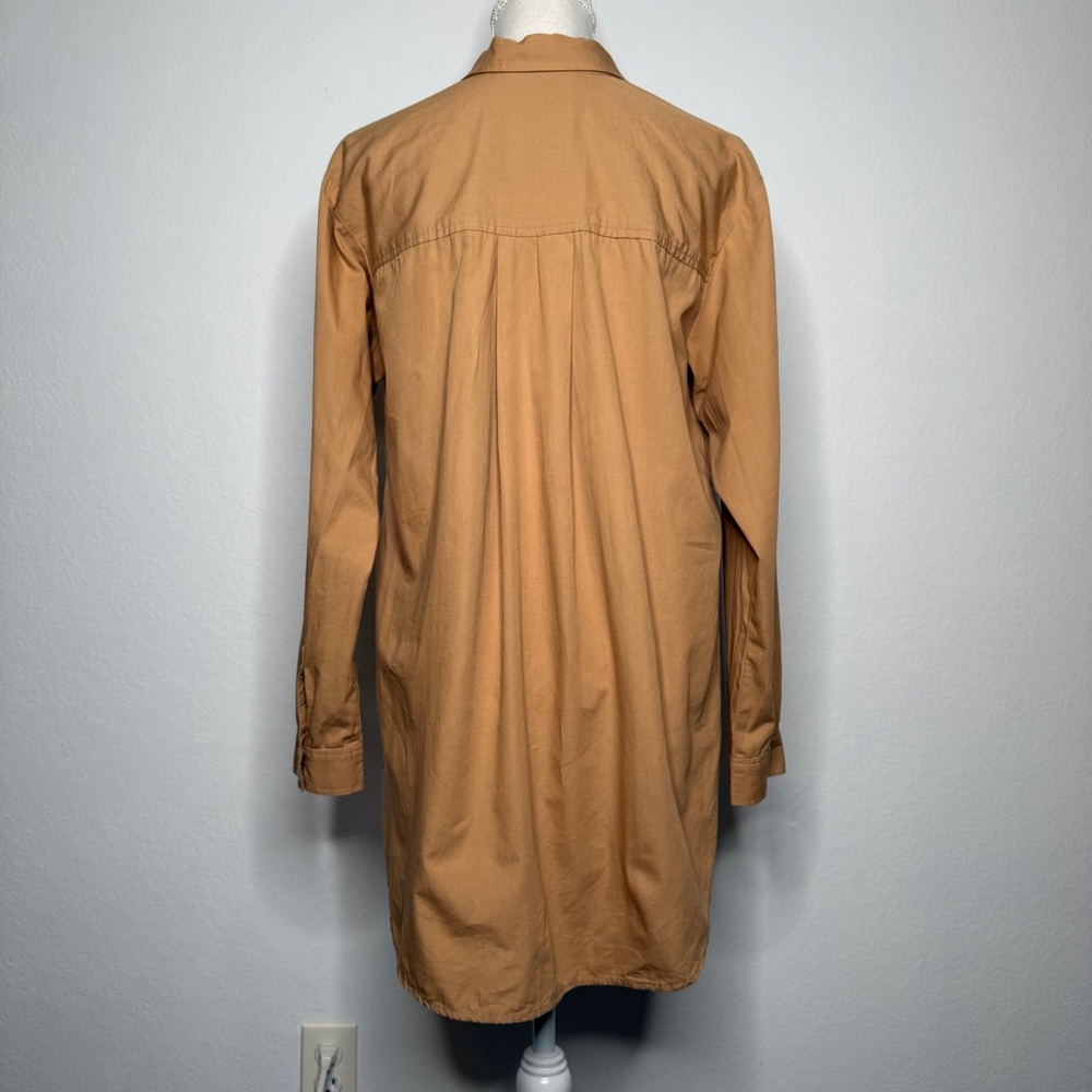 Anthropologie Side Button Tunic Blouse Camel Hidden Placket Cotton Size S - Picture 5 of 10